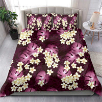 Pink Tropical Hawaii Bedding Set Seamless Monstera Plumeria Hawaiian Pattern - Polynesian Pride