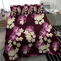 Pink Tropical Hawaii Bedding Set Seamless Monstera Plumeria Hawaiian Pattern - Polynesian Pride