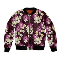 Pink Tropical Hawaii Bomber Jacket Seamless Monstera Plumeria Hawaiian Pattern - Polynesian Pride