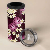 Pink Tropical Hawaii 4 in 1 Can Cooler Tumbler Seamless Monstera Plumeria Hawaiian Pattern LT14 - Polynesian Pride
