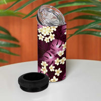 Pink Tropical Hawaii 4 in 1 Can Cooler Tumbler Seamless Monstera Plumeria Hawaiian Pattern LT14 - Polynesian Pride