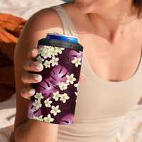 Pink Tropical Hawaii 4 in 1 Can Cooler Tumbler Seamless Monstera Plumeria Hawaiian Pattern LT14 - Polynesian Pride