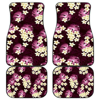 Pink Tropical Hawaii Car Mats Seamless Monstera Plumeria Hawaiian Pattern - Polynesian Pride