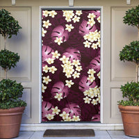 Pink Tropical Hawaii Door Cover Seamless Monstera Plumeria Hawaiian Pattern LT14 Pink - Polynesian Pride