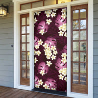 Pink Tropical Hawaii Door Cover Seamless Monstera Plumeria Hawaiian Pattern LT14 - Polynesian Pride