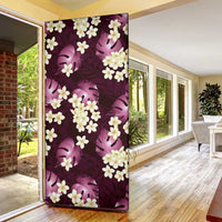 Pink Tropical Hawaii Door Cover Seamless Monstera Plumeria Hawaiian Pattern LT14 - Polynesian Pride