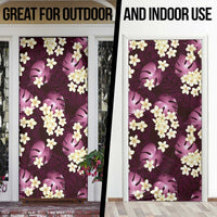 Pink Tropical Hawaii Door Cover Seamless Monstera Plumeria Hawaiian Pattern LT14 - Polynesian Pride
