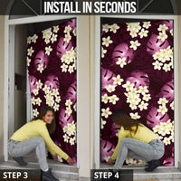 Pink Tropical Hawaii Door Cover Seamless Monstera Plumeria Hawaiian Pattern LT14 - Polynesian Pride