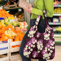 Pink Tropical Hawaii Grocery Bag Seamless Monstera Plumeria Hawaiian Pattern LT14 - Polynesian Pride
