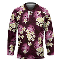 Pink Tropical Hawaii Hockey Jersey Seamless Monstera Plumeria Hawaiian Pattern LT14 Unisex Pink - Polynesian Pride