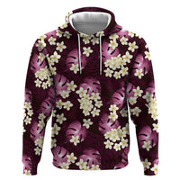 Pink Tropical Hawaii Hoodie Seamless Monstera Plumeria Hawaiian Pattern - Polynesian Pride