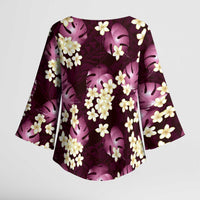 Pink Tropical Hawaii Kimono Sleeve Blouse Seamless Monstera Plumeria Hawaiian Pattern - Polynesian Pride
