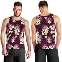 Pink Tropical Hawaii Men Tank Top Seamless Monstera Plumeria Hawaiian Pattern - Polynesian Pride