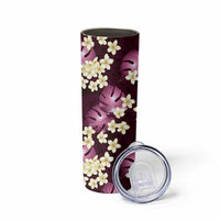 Pink Tropical Hawaii Skinny Tumbler Seamless Monstera Plumeria Hawaiian Pattern LT14 - Polynesian Pride