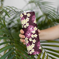 Pink Tropical Hawaii Skinny Tumbler Seamless Monstera Plumeria Hawaiian Pattern LT14 - Polynesian Pride