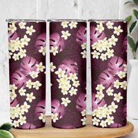 Pink Tropical Hawaii Skinny Tumbler Seamless Monstera Plumeria Hawaiian Pattern LT14 - Polynesian Pride
