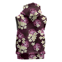 Pink Tropical Hawaii Sleeveless Zip Hoodie Seamless Monstera Plumeria Hawaiian Pattern LT14 - Polynesian Pride