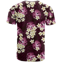 Pink Tropical Hawaii T Shirt Seamless Monstera Plumeria Hawaiian Pattern - Polynesian Pride