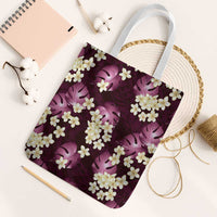 Pink Tropical Hawaii Tote Bag Seamless Monstera Plumeria Hawaiian Pattern LT14 White Strap One Size Pink - Polynesian Pride
