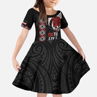 Aotearoa Toitu Te Tiriti Kid Short Sleeve Dress Honour The Treaty Maori Haka LT14 KID Black - Polynesian Pride