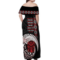 Aotearoa Toitu Te Tiriti Off Shoulder Maxi Dress Honour The Treaty Maori Haka LT14 - Polynesian Pride