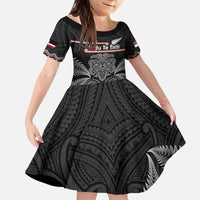 Aotearoa Toitu Te Tiriti Kid Short Sleeve Dress Stand Together! Stand Stronger! - NZ Tiki LT14 KID Black - Polynesian Pride