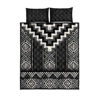 Black Taniko Aotearoa Quilt Bed Set Niho Taniwha Mix Poutama LT14