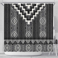 Black Taniko Aotearoa Shower Curtain Niho Taniwha Mix Poutama LT14