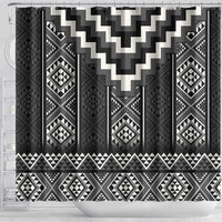 Black Taniko Aotearoa Shower Curtain Niho Taniwha Mix Poutama LT14