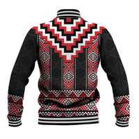 Red Taniko Aotearoa Baseball Jacket Niho Taniwha Mix Poutama LT14 - Polynesian Pride