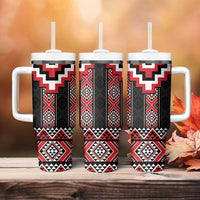 Red Taniko Aotearoa Tumbler With Handle Niho Taniwha Mix Poutama LT14