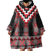 Red Taniko Aotearoa Wearable Blanket Hoodie Niho Taniwha Mix Poutama LT14