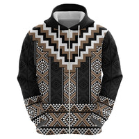 Brown Taniko Aotearoa Hoodie Niho Taniwha Mix Poutama LT14