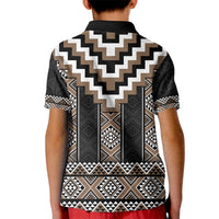 Brown Taniko Aotearoa Kid Polo Shirt Niho Taniwha Mix Poutama LT14 - Polynesian Pride