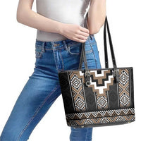 Brown Taniko Aotearoa Leather Tote Bag Niho Taniwha Mix Poutama LT14