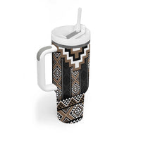 Brown Taniko Aotearoa Tumbler With Handle Niho Taniwha Mix Poutama LT14