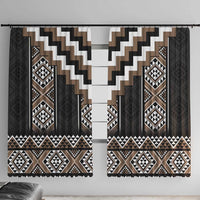Brown Taniko Aotearoa Window Curtain Niho Taniwha Mix Poutama LT14