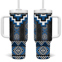 Blue Taniko Aotearoa Tumbler With Handle Niho Taniwha Mix Poutama LT14