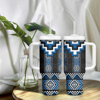 Blue Taniko Aotearoa Tumbler With Handle Niho Taniwha Mix Poutama LT14