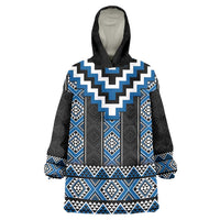 Blue Taniko Aotearoa Wearable Blanket Hoodie Niho Taniwha Mix Poutama LT14