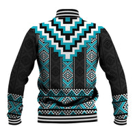 Turquoise Taniko Pattern Aotearoa Baseball Jacket Niho Taniwha Mix Poutama LT14 - Polynesian Pride