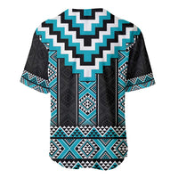 Turquoise Taniko Pattern Aotearoa Baseball Jersey Niho Taniwha Mix Poutama LT14 - Polynesian Pride
