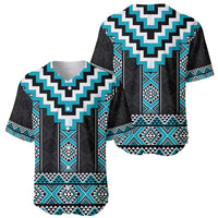 Turquoise Taniko Pattern Aotearoa Baseball Jersey Niho Taniwha Mix Poutama LT14 - Polynesian Pride