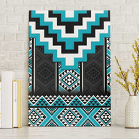 Turquoise Taniko Pattern Aotearoa Canvas Wall Art Niho Taniwha Mix Poutama