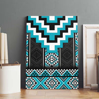 Turquoise Taniko Pattern Aotearoa Canvas Wall Art Niho Taniwha Mix Poutama