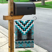 Turquoise Taniko Pattern Aotearoa Garden Flag Niho Taniwha Mix Poutama