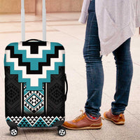 Turquoise Taniko Pattern Aotearoa Luggage Cover Niho Taniwha Mix Poutama