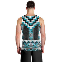 Turquoise Taniko Pattern Aotearoa Men Tank Top Niho Taniwha Mix Poutama LT14 - Polynesian Pride