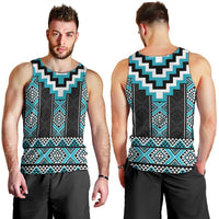 Turquoise Taniko Pattern Aotearoa Men Tank Top Niho Taniwha Mix Poutama LT14 - Polynesian Pride