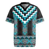 Turquoise Taniko Pattern Aotearoa Rugby Jersey Niho Taniwha Mix Poutama LT14
